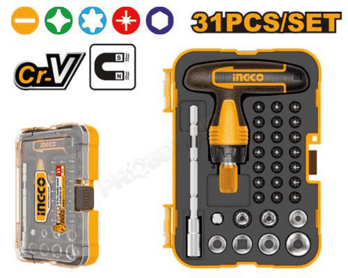 INGCO 31 Pcs T-Handle wrench Screwdriver Set - HKSDB0318