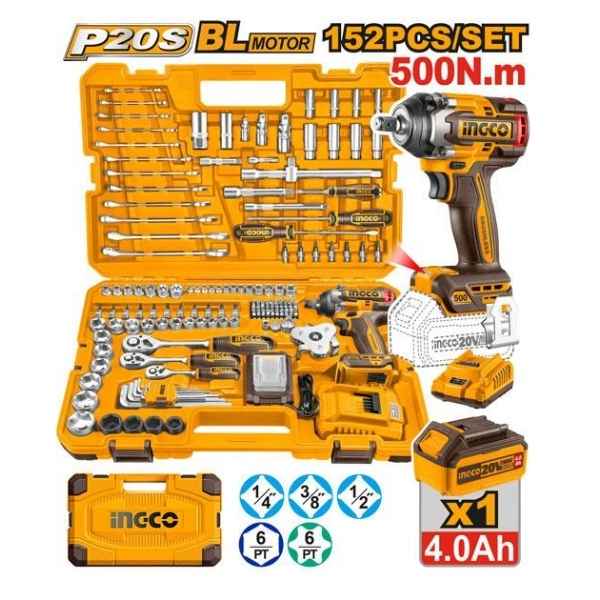 INGCO 152 Pcs Cordless Impact Wrench Tools Set - HKTHP31521