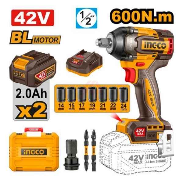 INGCO 600Nm Cordless impact wrench