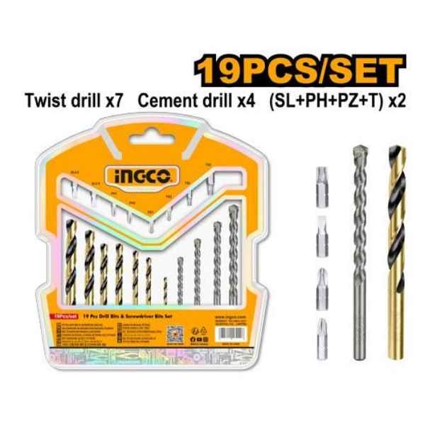 INGCO 19 Pcs drill bits & screwdriver bits set - AKSDB1901