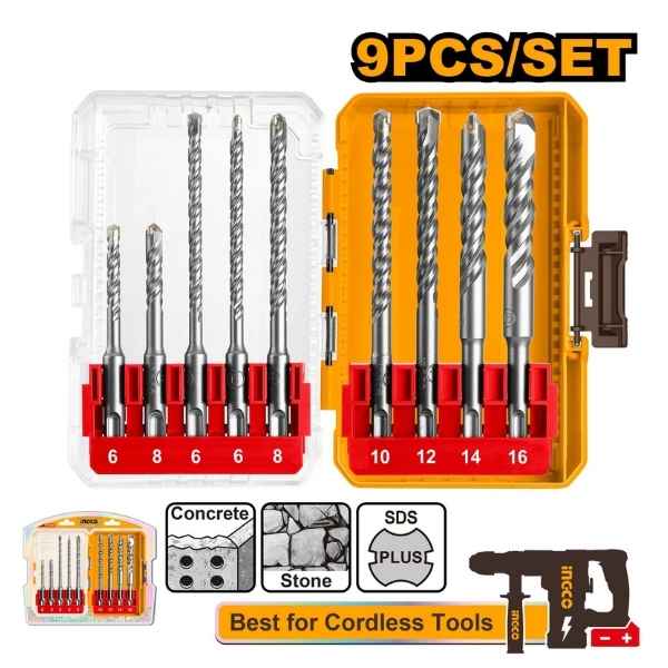 INGCO 9 Pcs SDS plus hammer drill bits set - AKDL30906