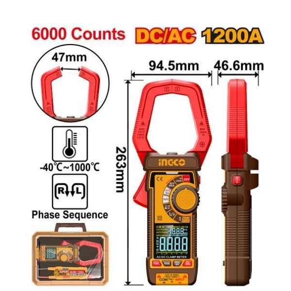 INGCO 1200A DC/AC clamp meter - DCM610002