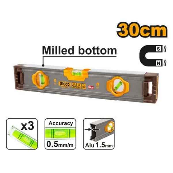 INGCO 30cm Spirit level with powerful magnets - HSL38030M