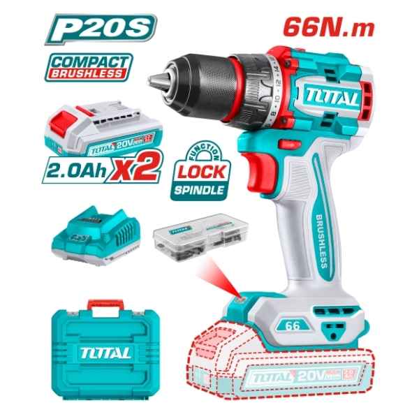 TOTAL 66Nm Compact Brushless Cordless Drill - TDLI20668