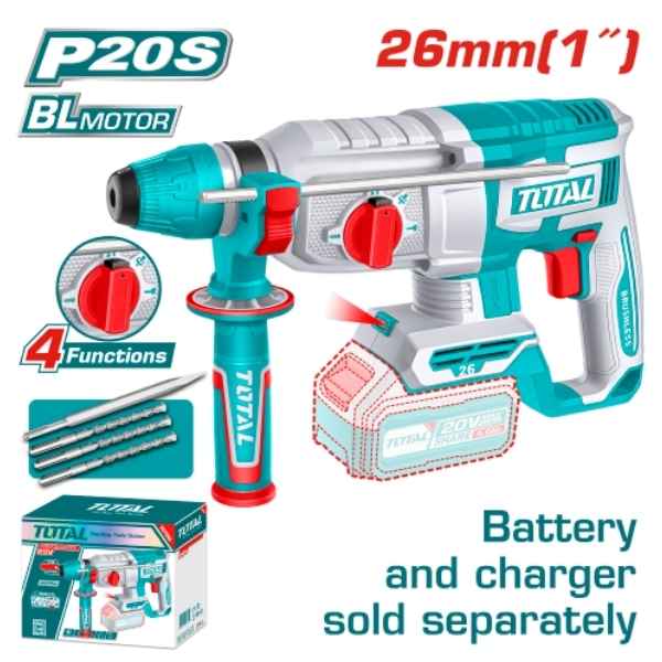 TOTAL 26mmm Cordless Rotary Hammer - TRHLI20268