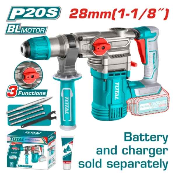 TOTAL 28mm Lithium-ion Rotary Hammer - TRHLI20288