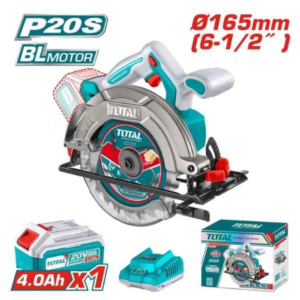TOTAL 165mm Lithium-Ion Circular Saw - TSLI16521