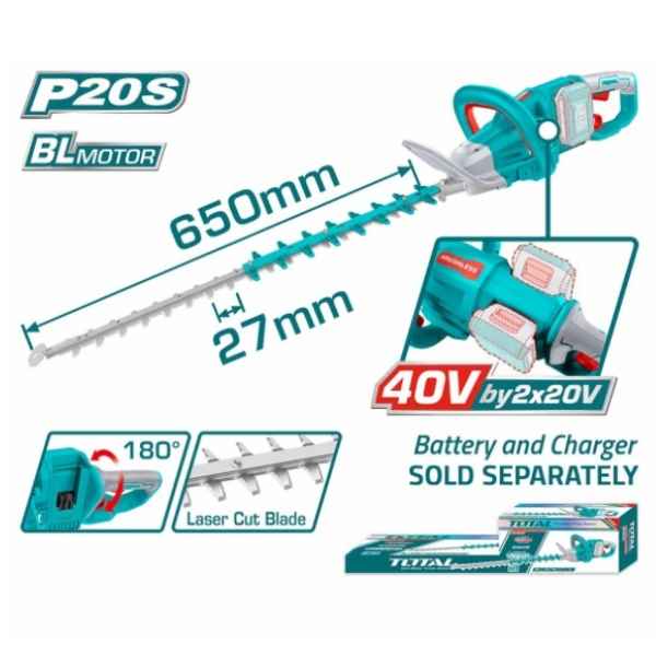 TOTAL Cordless Hedge Trimmer - THTLI40028