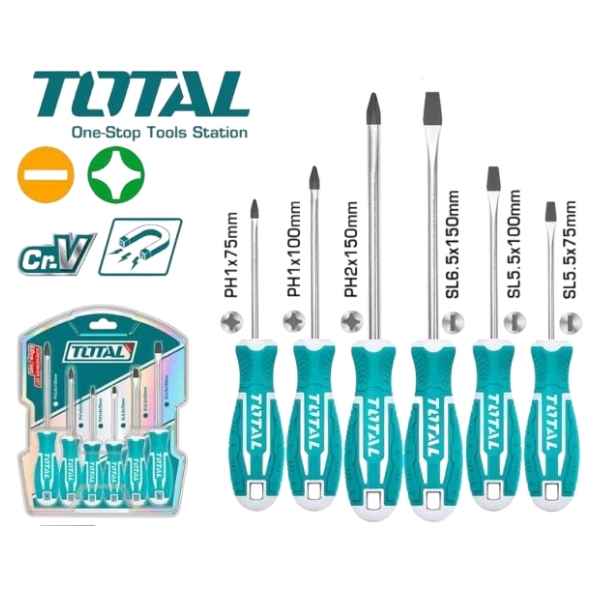 TOTAL 6Pcs Screwdriver Set - THT250606
