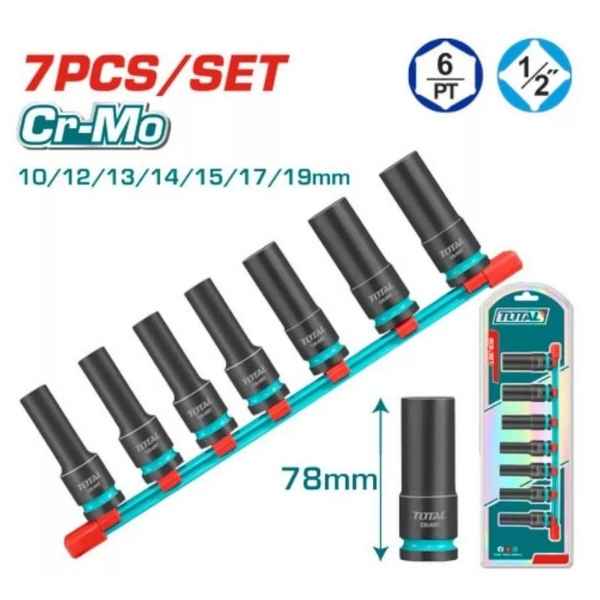 TOTAL 7 Pcs 1/2″ Socket Set - THKISD12073L