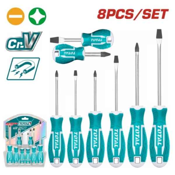 TOTAL 8 Pcs Screwdriver Set - THT250608