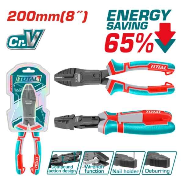 TOTAL 8″ Compound Action Combination Pliers - THTC510806