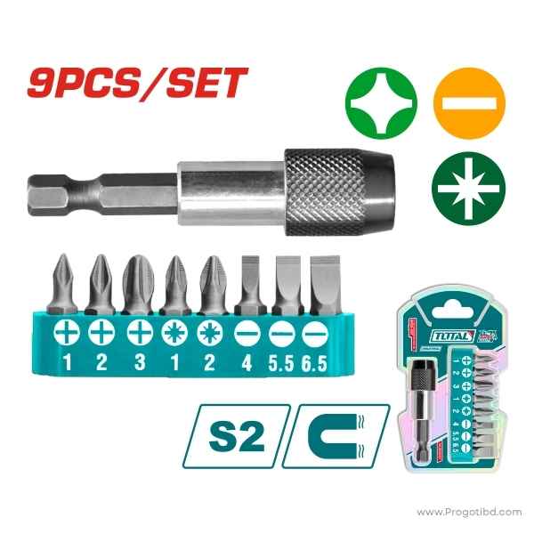 TOTAL 9 Pcs screwdriver bits set - TACSD3091