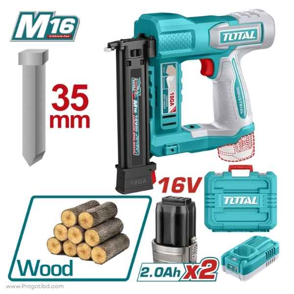 TOTAL 16v Cordless Brad Nailer - TCBNLI2038