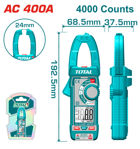 TOTAL 400A Digital AC Clamp Meter - TMT762001