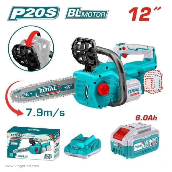 TOTAL 12″ Lithium-ion Mini Chain Saw (With B&C) - TGSLI20128/2