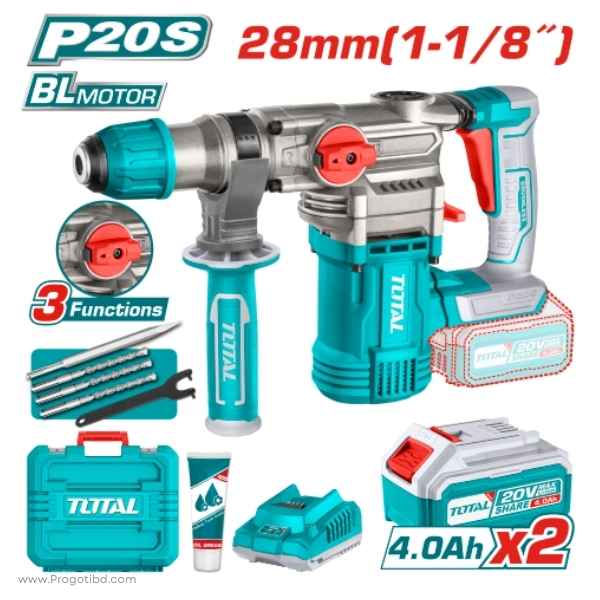 TOTAL 28mm Lithium-Ion Rotary Hammer - TRHLI202882