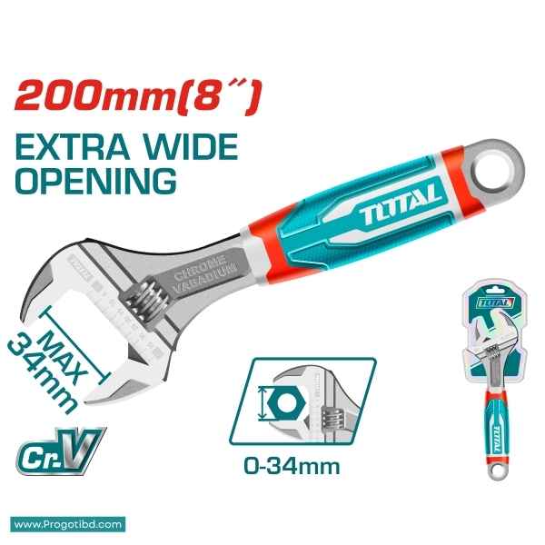 TOTAL 8″ Adjustable Wrench - THT101086