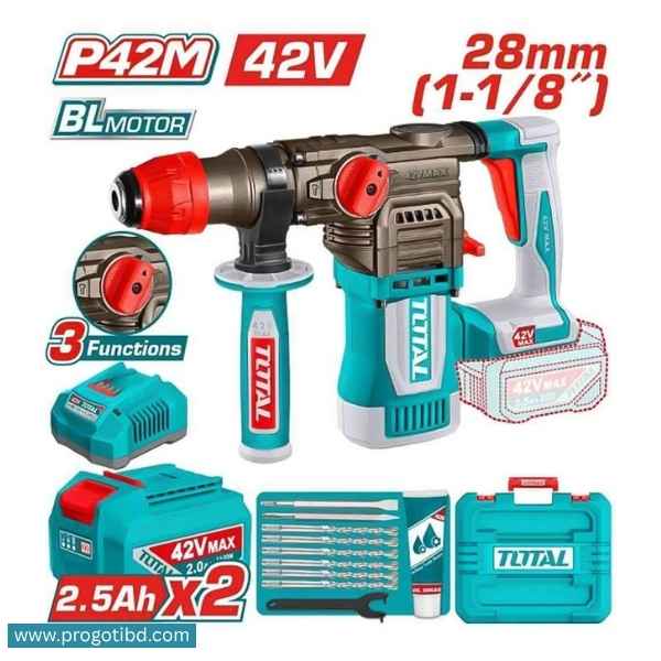 TOTAL 28mm Cordless Rotary Hammer - TRHLI422882